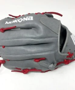 Nokona AmericanKip 14U Gray with Red Laces 11.25 Baseball Glove Mod Trap Web Right Hand Throw -Ballgloves Sales Store IMG 2418 59001.1573638090