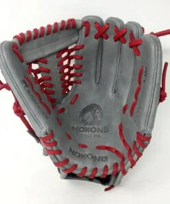 Nokona AmericanKip 14U Gray with Red Laces 11.25 Baseball Glove Mod Trap Web Right Hand Throw -Ballgloves Sales Store IMG 2419 07069.1573638090