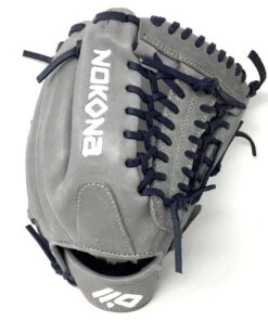 Nokona AmericanKip 14U Gray with Navy Laces 11.25 Baseball Glove Mod Trap Web Right Hand Throw