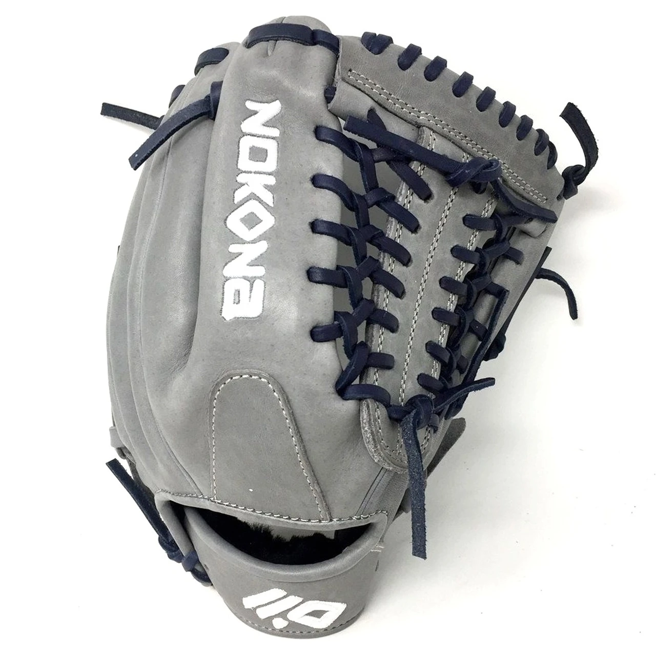 Nokona AmericanKip 14U Gray with Navy Laces 11.25 Baseball Glove Mod Trap Web Right Hand Throw 1 Nokona AmericanKip 14U Gray with Navy Laces 11.25 Baseball Glove Mod Trap Web Right Hand Throw